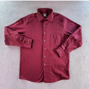 Van Heusen Mens 16 Flex Regular Fit Stretch Dress Shirt Red Burgundy